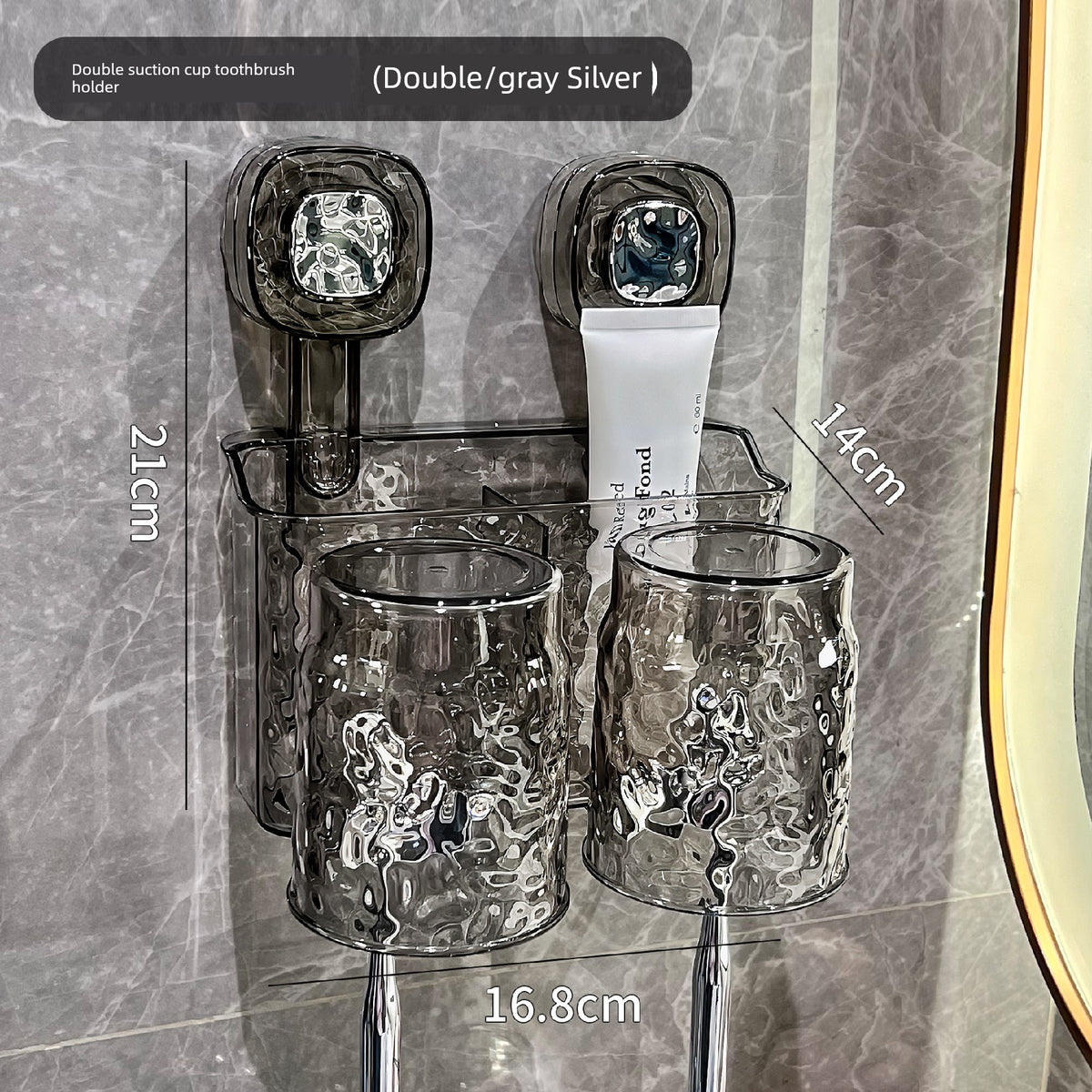 Suction Cup Toothbrush Rack Wall-Mounted No Punch Toothbrush Holder New Arrival Bathroom Tooth Cup Gargle Cup Shelf