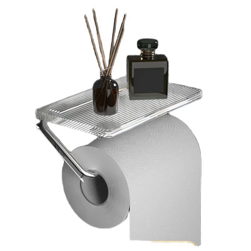 Toilet Paper Holder Wall Mounted Tissue Holder No-Punch Roll Holder Bathroom Accessories Silver