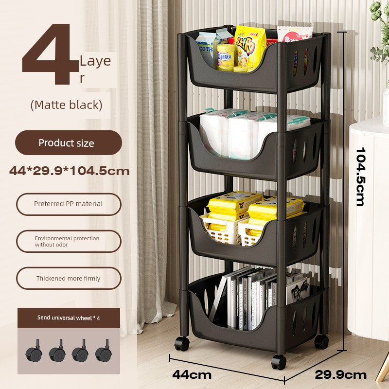 Multi-Layer Fruit and Vegetable Living Room and Bathroom Bookshelf Mobile Trolley