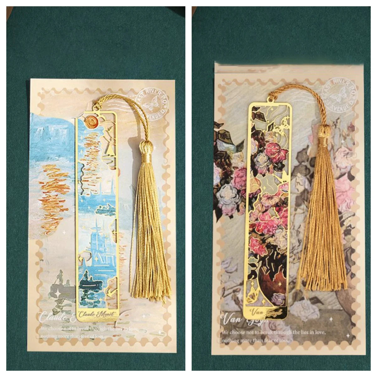 1pcs Art bookmark metal hollow Oil Painting  Student Reading Mark Floral Painting Book Accessories Aesthetic Stationery Gift