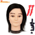 Male Mannequin Head With 100% Real Human Hair Black For Practice Hairdresser Cosmetology Training Doll Head For Hair Styling