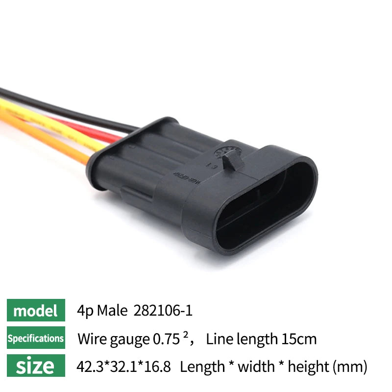 5/20/100Sets AMP Type 1.5 Series Automotive Waterproof Connector Plug Socket HID Male&Female 15CM Wire Harness 1P/2P/3P/4P/5P/6P