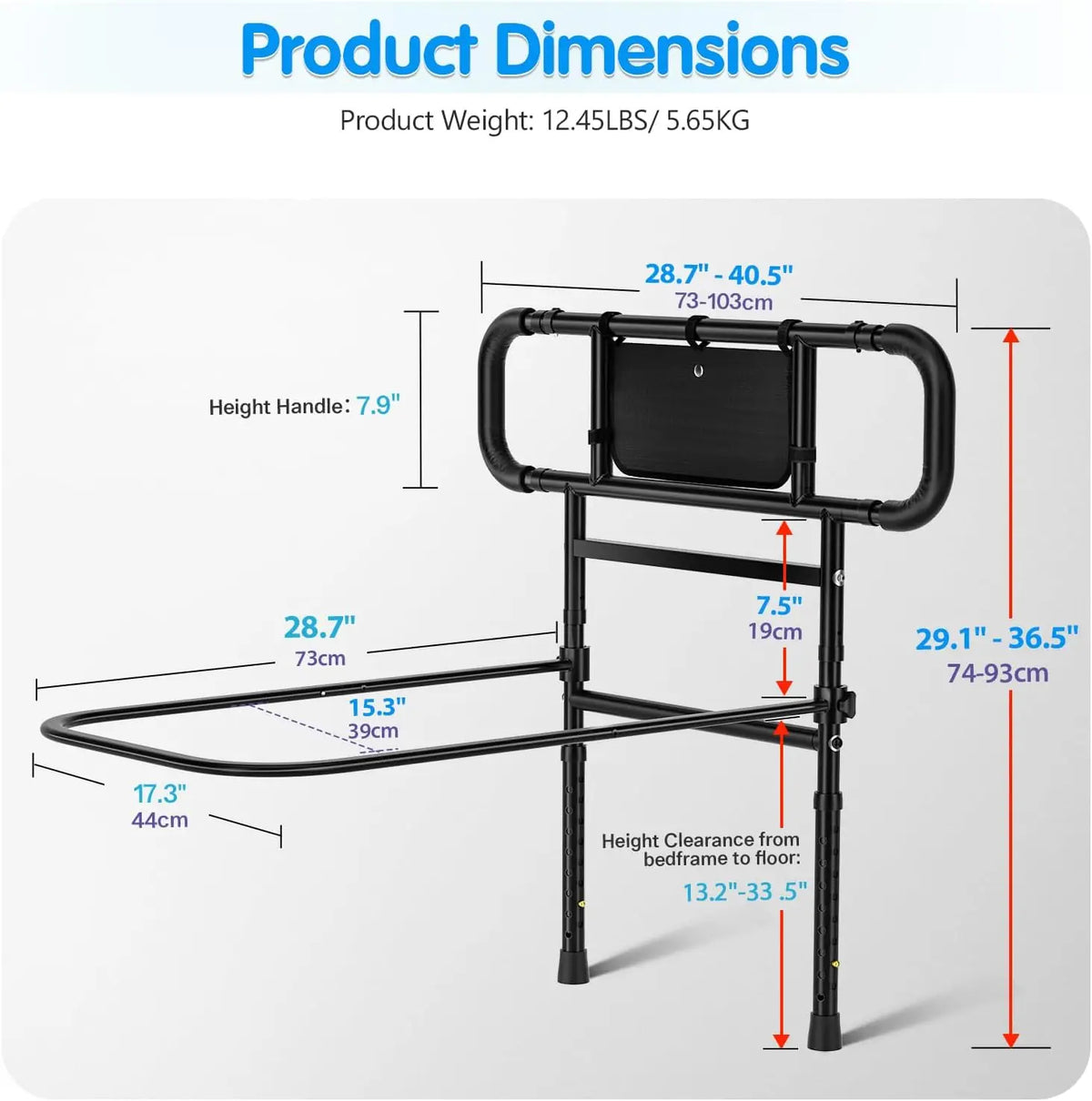 Bed Rails for Elderly Adults Safety Foldable - Heavy Duty Bed Assist Rails for Senior, with Extendable Bed Guard Rails