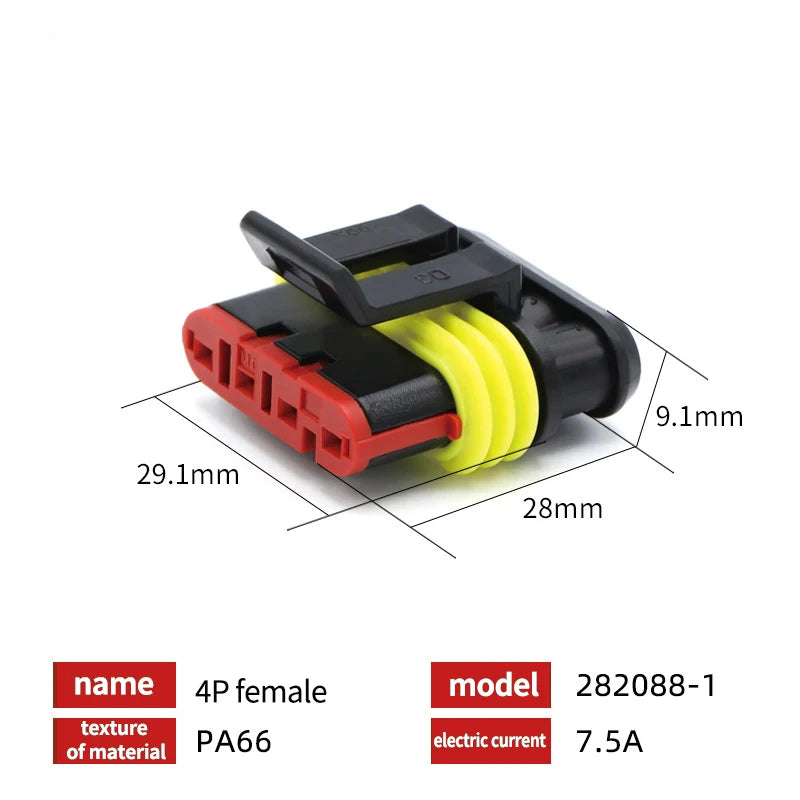 20/50/100Sets AMP Waterproof Connector 1/2/3/4/5/6 Pin 12A IP68 Electrical Automotive Wire Connector Plug Terminals Truck Car