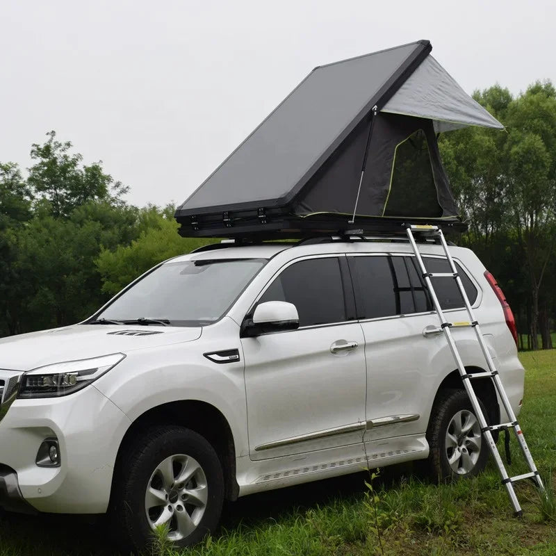 New Arrival Aluminum Triangle Hard Shell Rooftop Tent Outdoor Camping Waterproof SUV Car Roof Top Tent