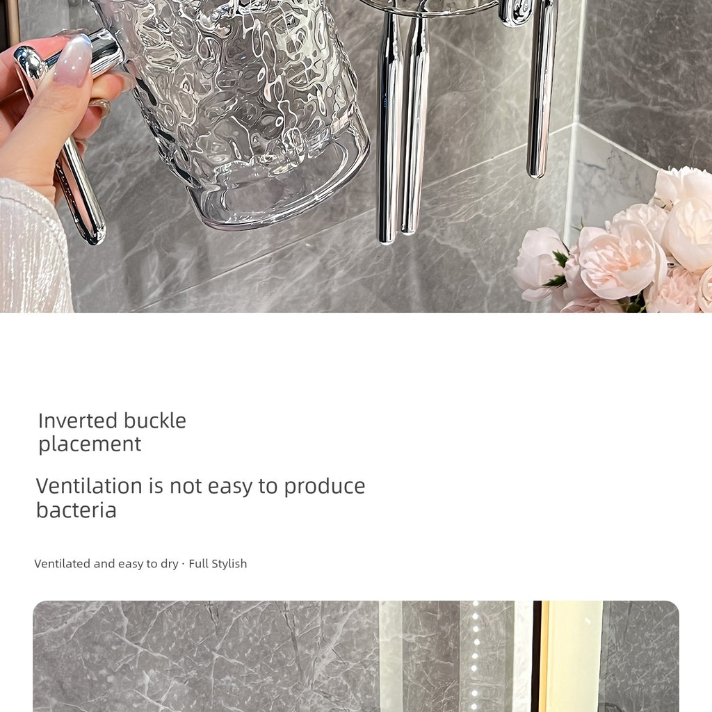 Suction Cup Toothbrush Rack Wall-Mounted No Punch Toothbrush Holder New Arrival Bathroom Tooth Cup Gargle Cup Shelf
