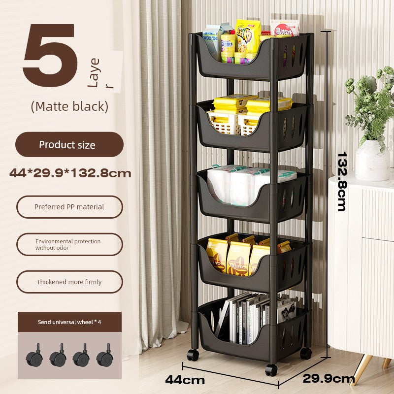 Multi-Layer Fruit and Vegetable Living Room and Bathroom Bookshelf Mobile Trolley