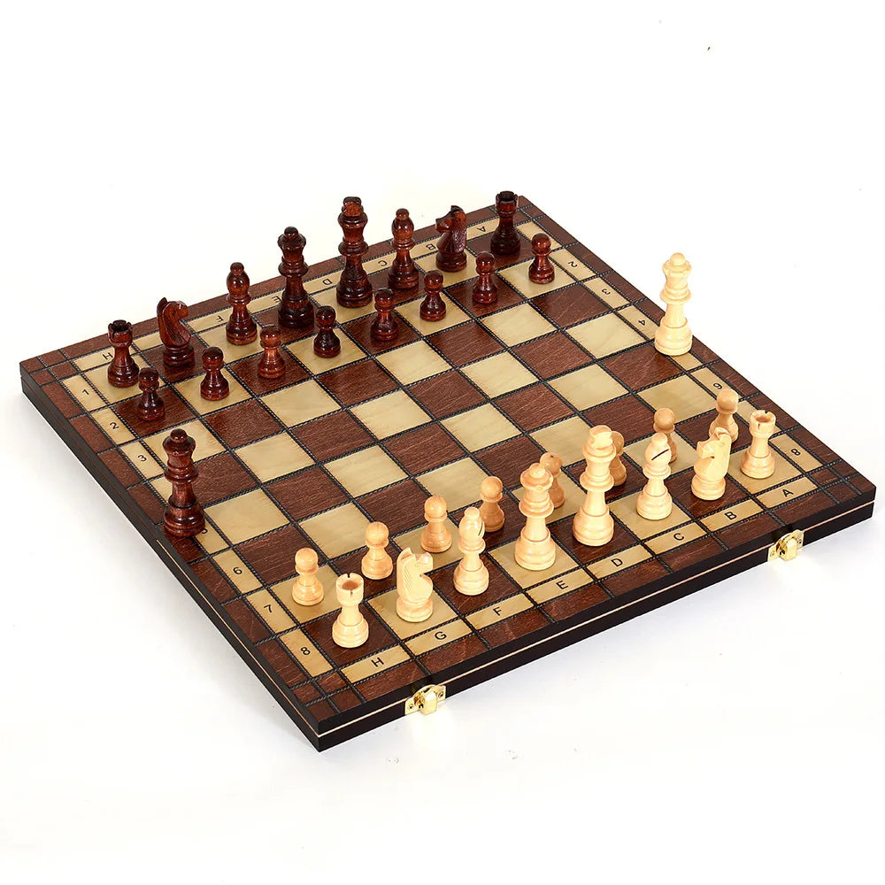Magnetic Chess, Checkers and Backgammon Set, Extra Queens, Wooden Portable and Foldable Board Game for Adult, Travel Game Set