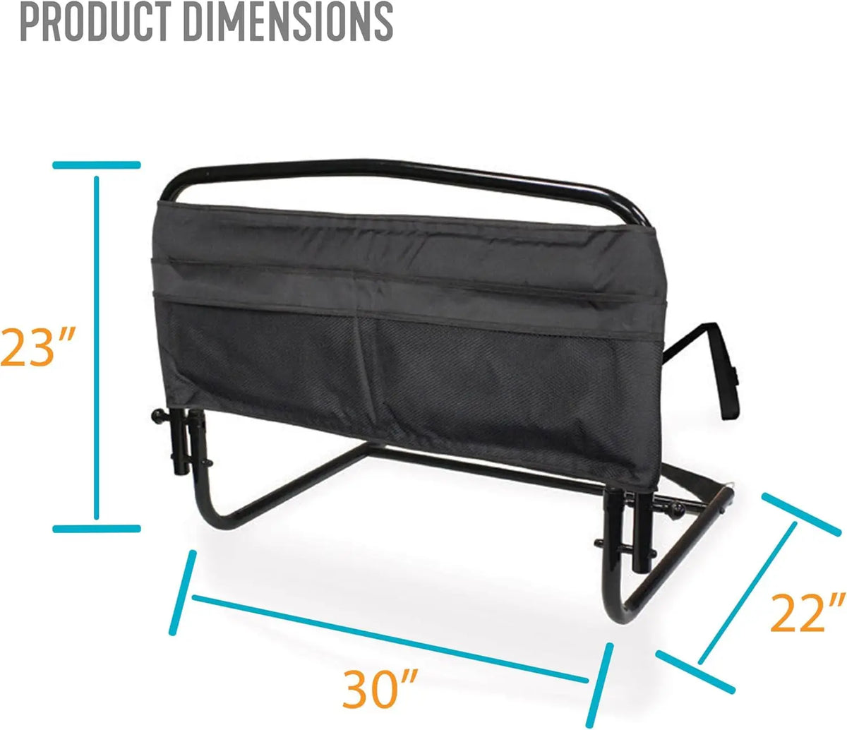 Stander 30" Safety Bed Rail with Padded Pouch, Folding Bedside Safety Guard Rail for Adults, Seniors, and Elderly, Under