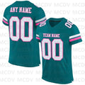 Custom Teal White-Red Mesh Authentic Football Jersey  Short Sleeves Athletic Tee Shirts Unisex Top streetwear