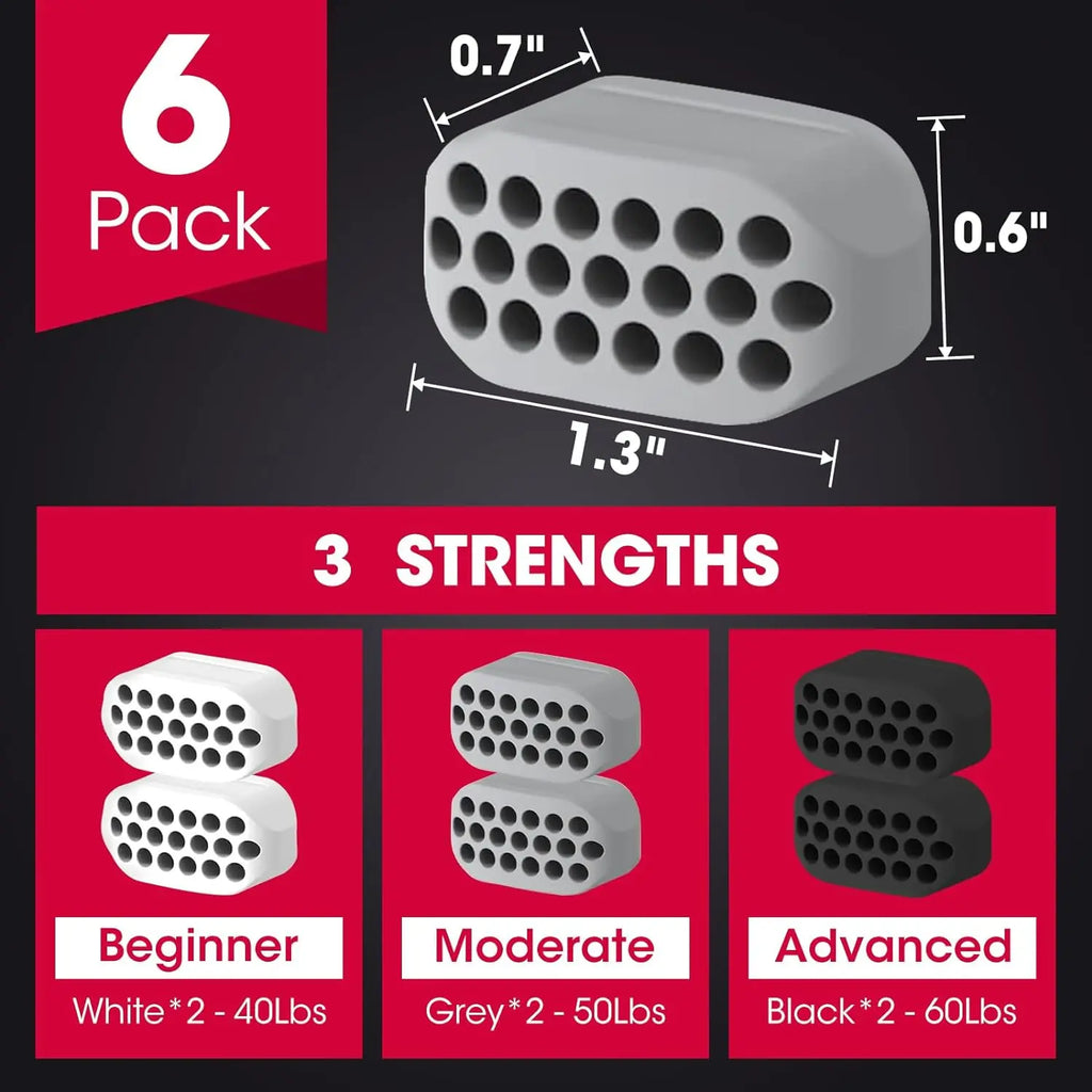 6 pcs BPA Free Silicone Jaw Exerciser Gum Tablets 3 Resistance Levels Jaw Trainer & Jawline Exerciser Shaper for Man and Woman
