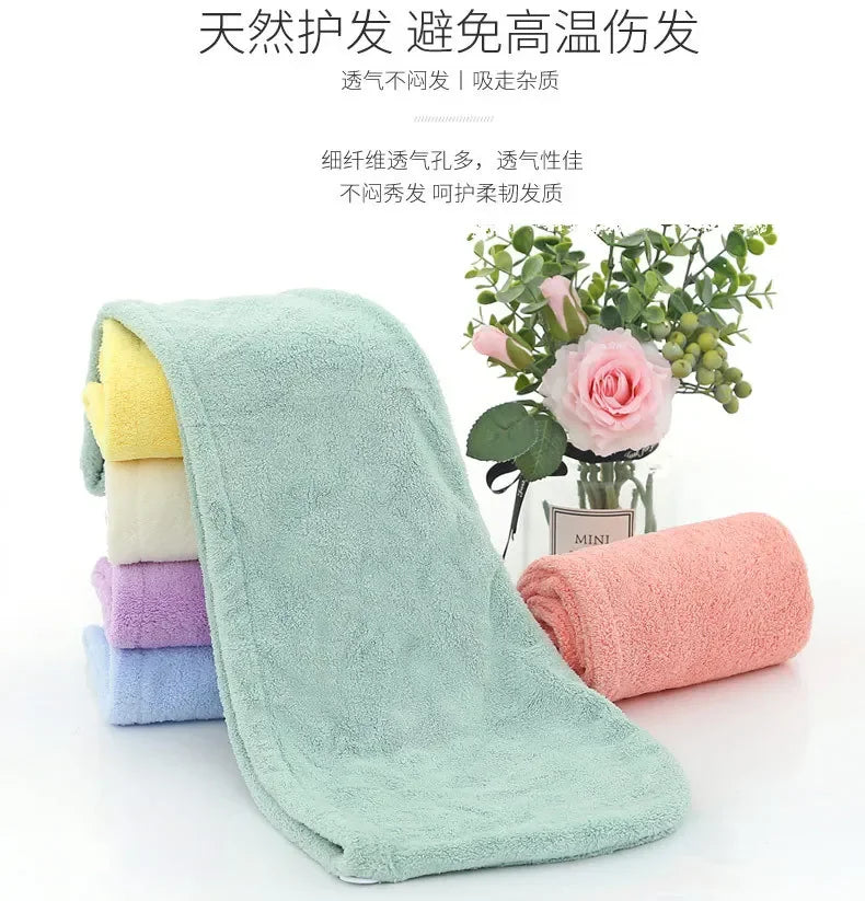 Purchase Products Microfiber Hair Towel Hair Cap with Button Feminine Bathroom Accessories Quick-drying Bathrobe Home Textile