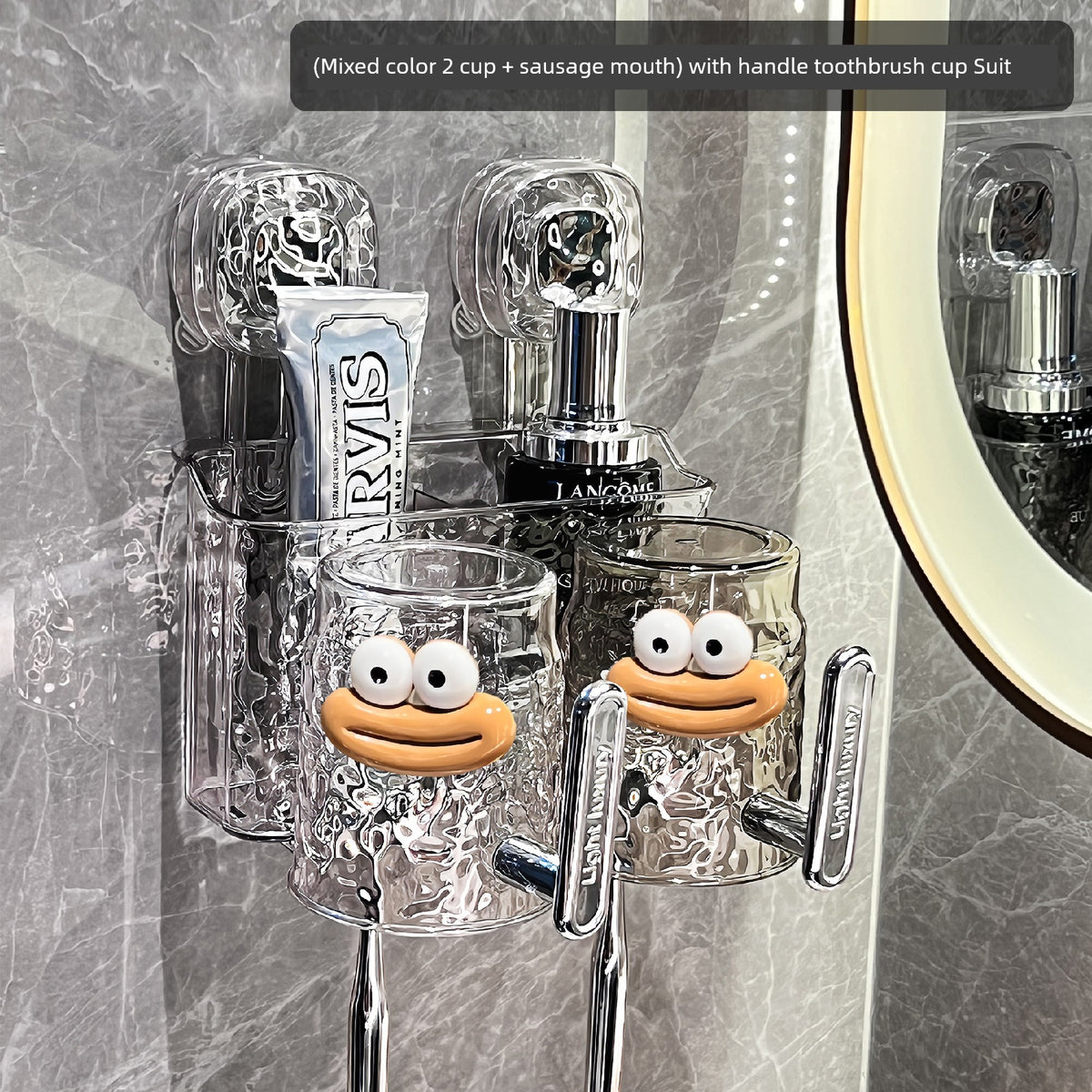 Suction Cup Toothbrush Rack Wall-Mounted No Punch Toothbrush Holder New Arrival Bathroom Tooth Cup Gargle Cup Shelf