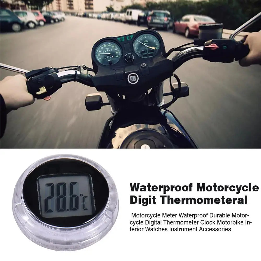 Motorcycle Digital Thermometer Clock Durable Waterproof Motorbike Meter Bathroom Bedroom Interior Watches Instrument Accessoris