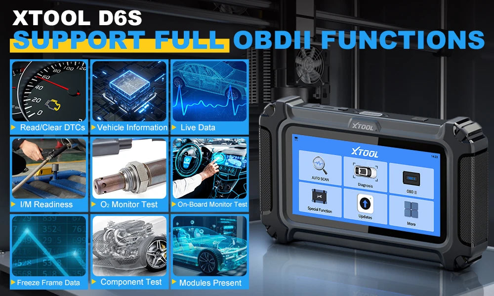 XTOOL D6 D6S Car Diagnostic Tools All System Automotive Scanner For All Car 30+ Services Lifetime Free Update Built-in CANFD FCA