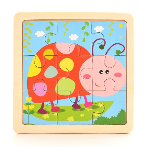 Baby Wooden Montessori Puzzle Child Game Wooden Puzzle 3D Cartoon Animal Puzzle Babies Toys Puzzles For Kids 1 2 3 Year Old