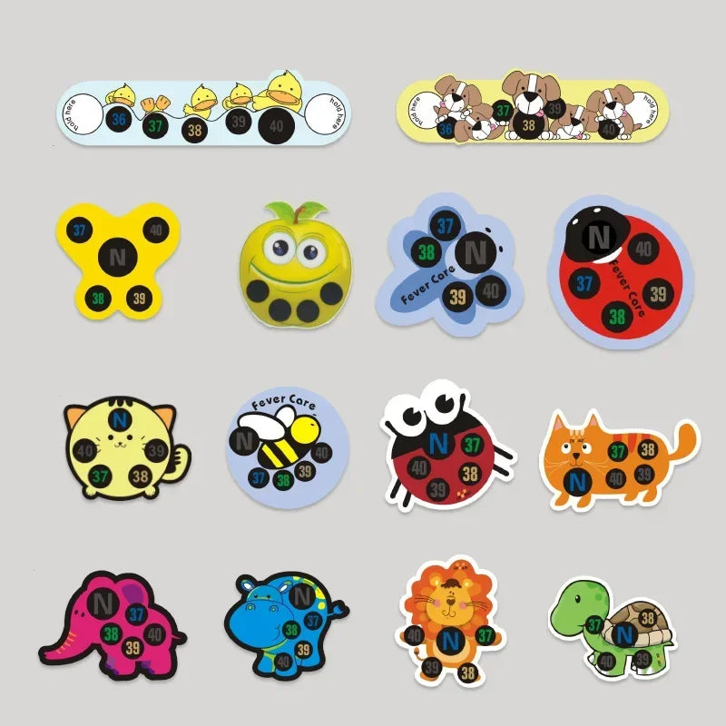 Baby Cute Cartoon Animal Sticker Forehead Head Strip Body Fever Thermometer Children Safety Baby Care Thermometer
