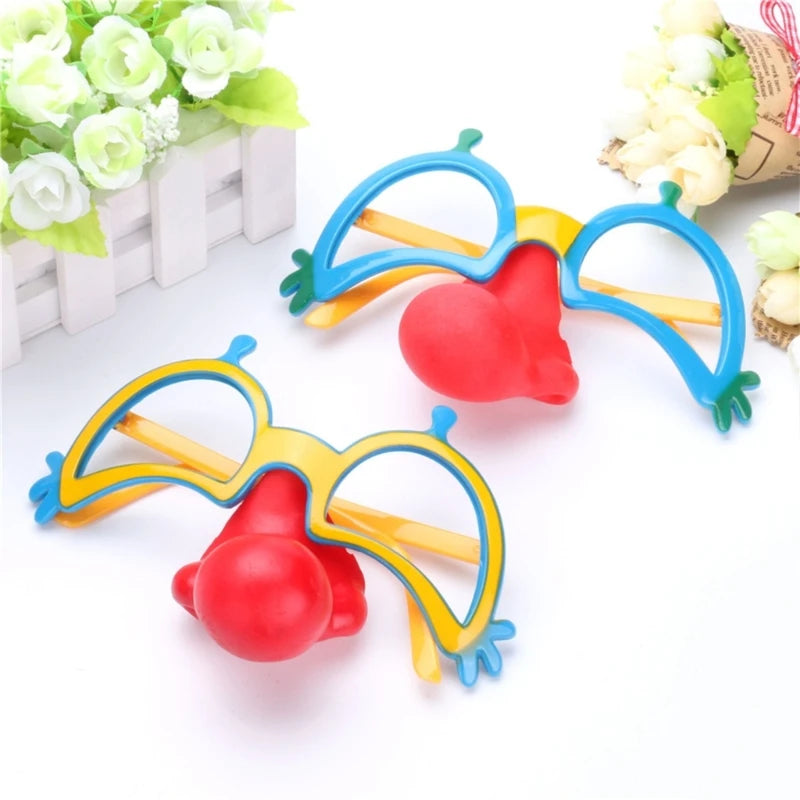 Funny Disguise Glasses Novelty Clown Eyewear with Soft Nose for Halloween Cosplay Photo Props for Adult Kid