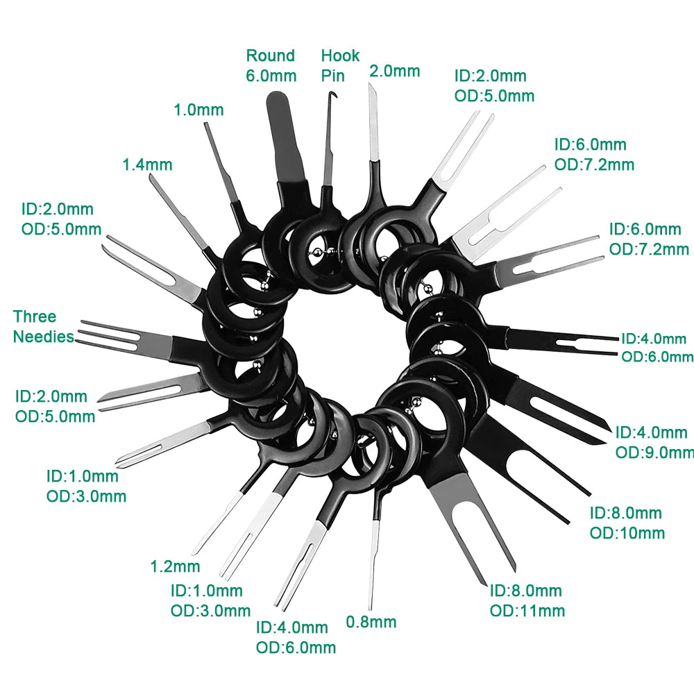 26/41pcs Car Terminal Ejector Kit Pin Removal Tool Set Automotive Electrical Stylus Wire Puller Tool Crimp Connector Extractor
