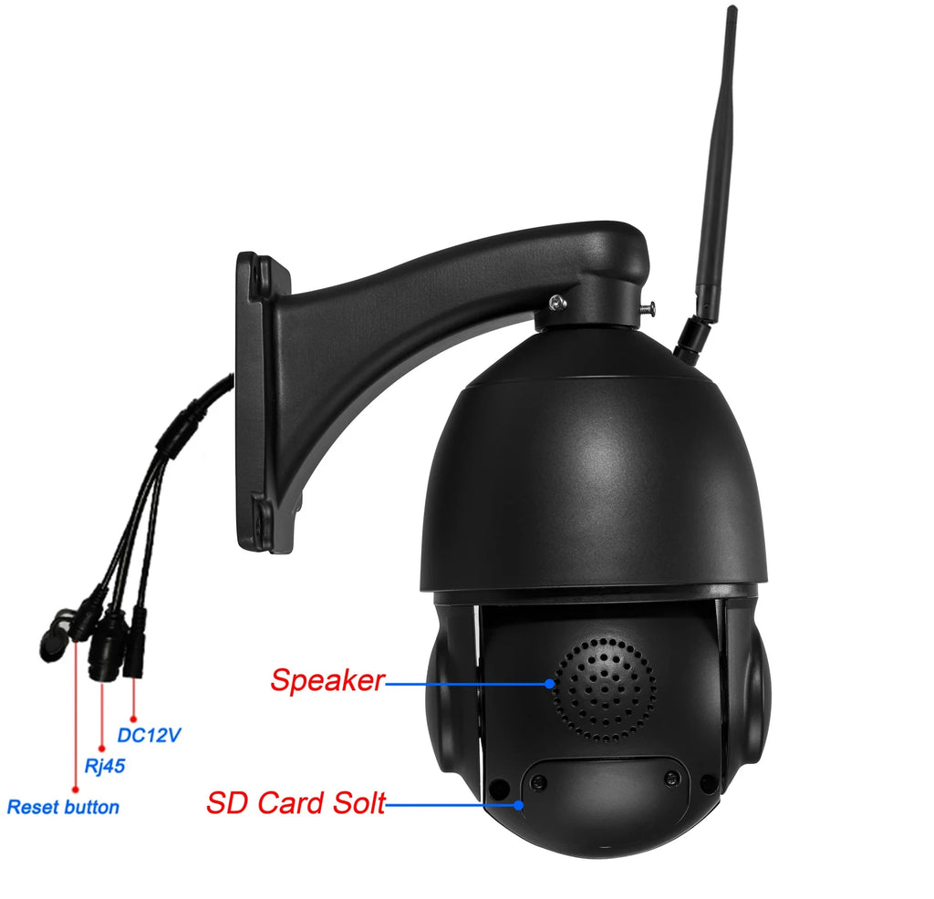 Max.256G Full Color Auto Tracking CamHi H.265+ 8MP 4K IMX415 54X Optical Zoom Audio Alarm WIFI POE PTZ 2 in 1 IP Security Camera