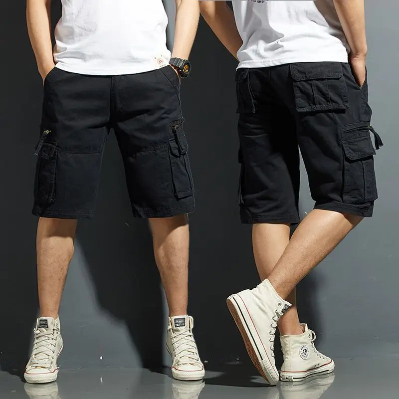 Short Pants for Men Big Size Green with Pockets Mens Cargo Shorts Over Knee Hiking Oversize Tall Harajuku Loose Vintage New In