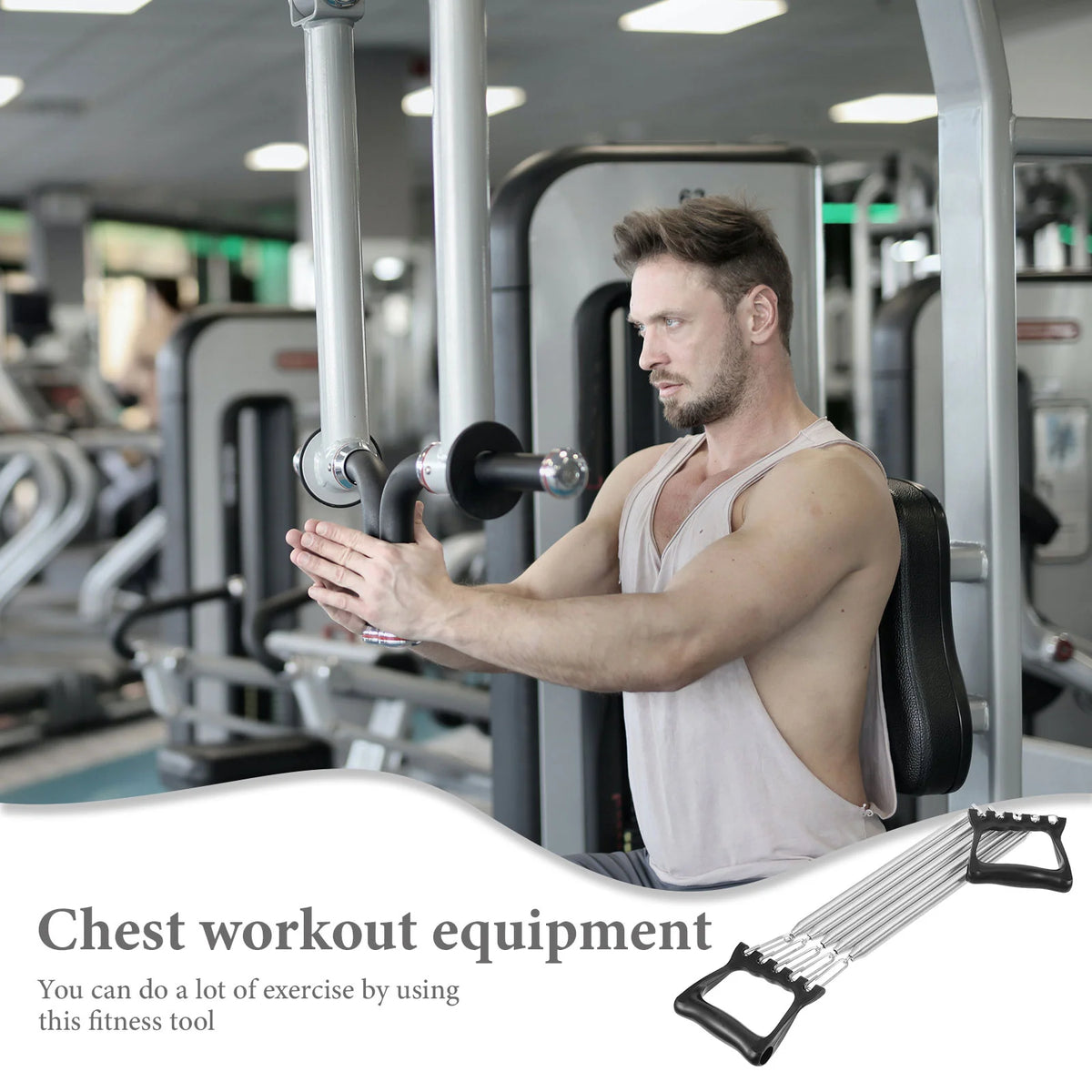 Tool Spring Chest Expander Fitness Resistance Band Handle Waist Trainer for Men Plastic Steel Exercise