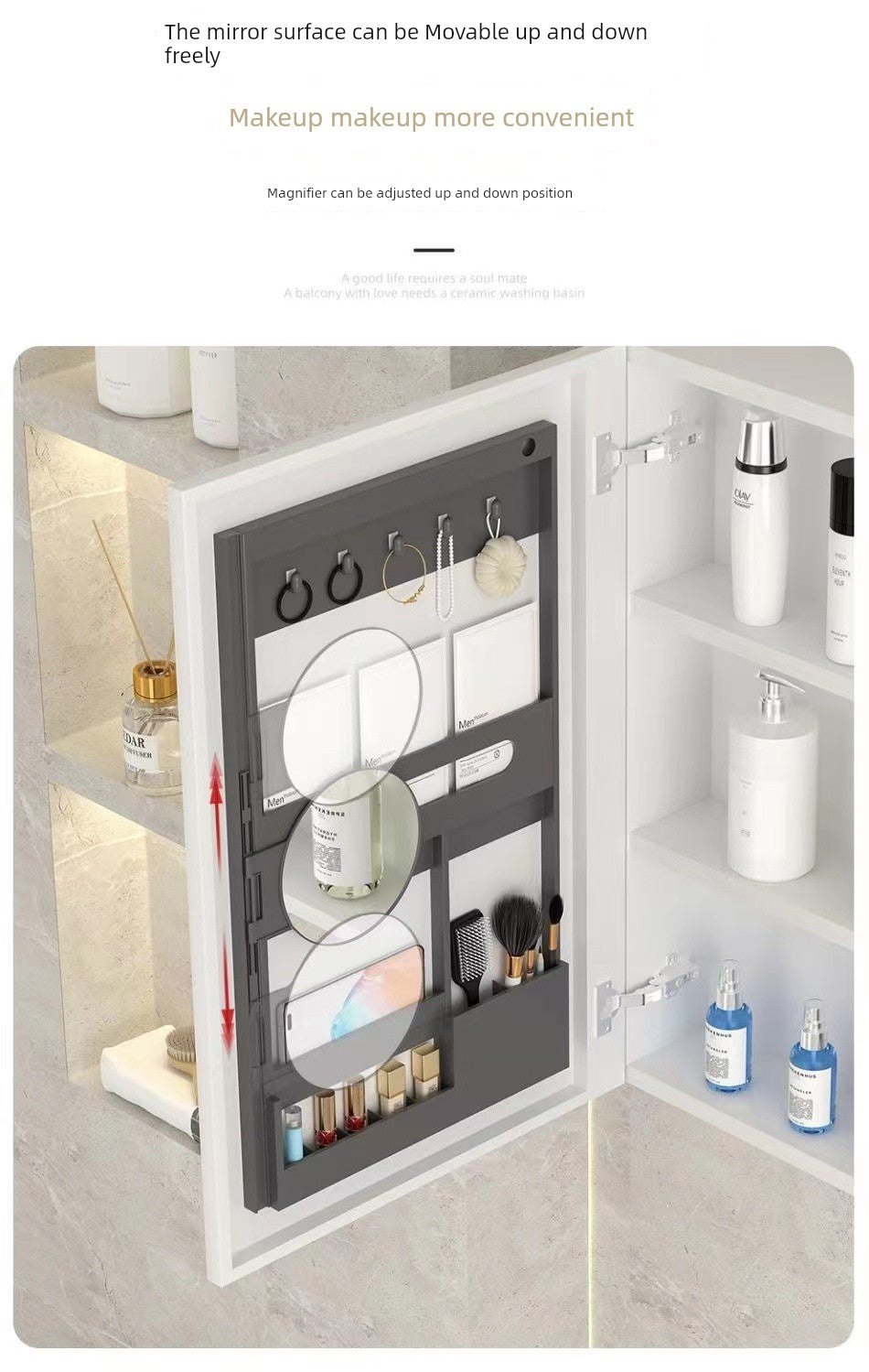 Accessible Luxury Cosmetics Storage Rack Punch-Free Bathroom Cabinet