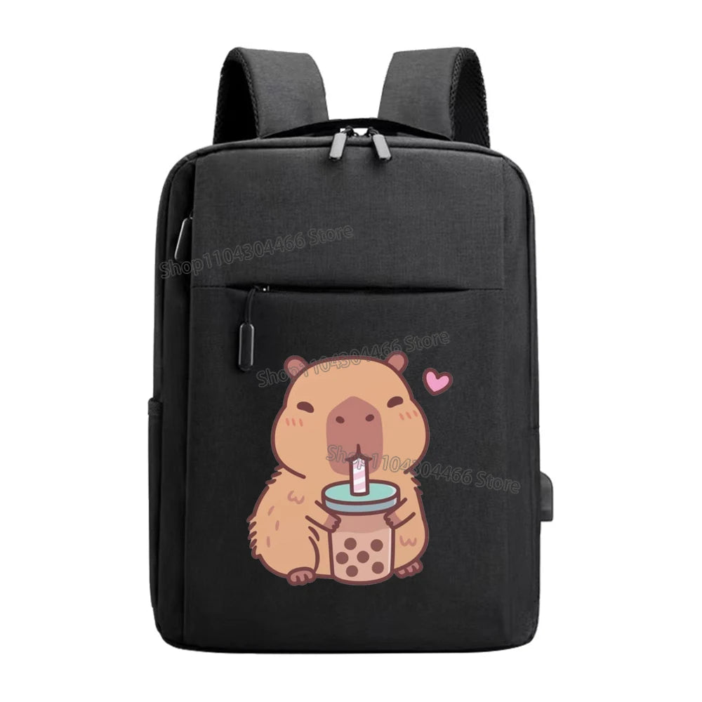 Capybara Laptop Backpack for Men,women Cute Animal Multi-functional Backpacks Fashion Anime Male Usb Charging Computer Bag Gift