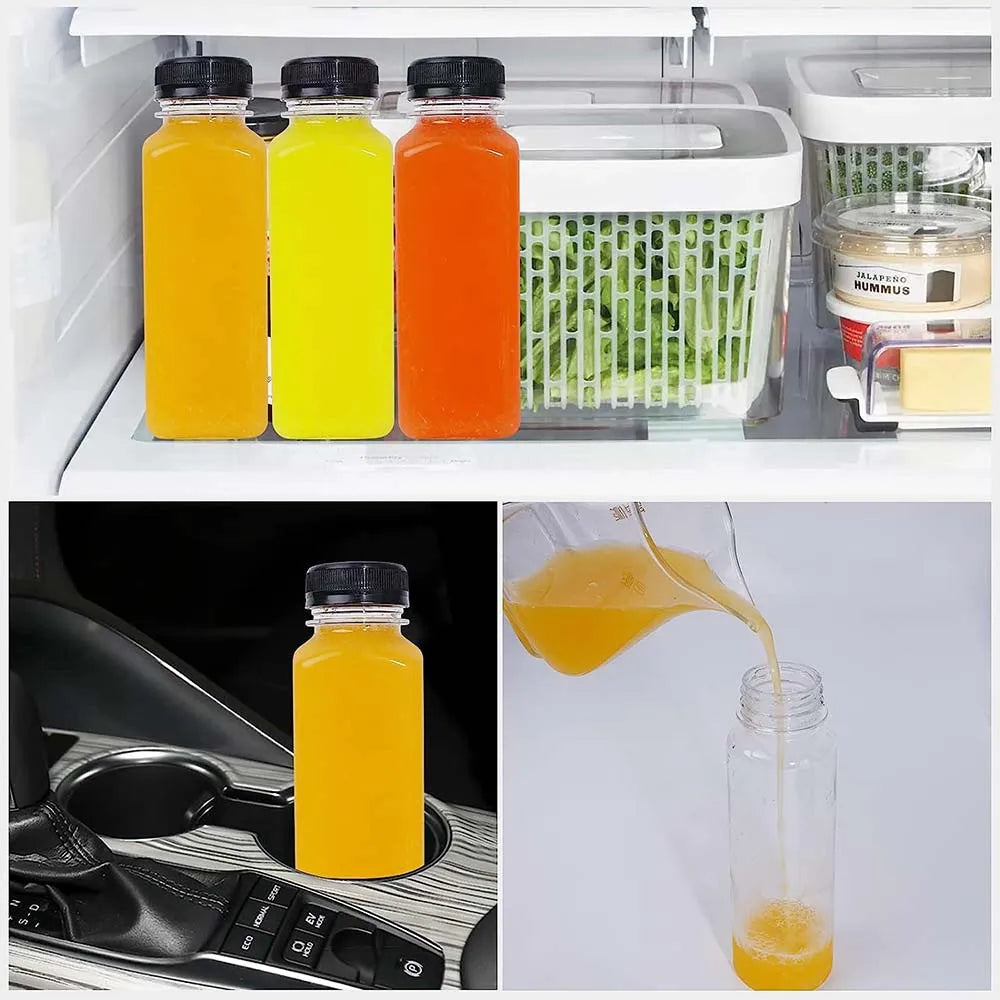8OZ Empty Plastic Juice Bottles with Caps Clear Bulk Beverage Containers for Milk, Juice, Homemade Beverages Water Bottle