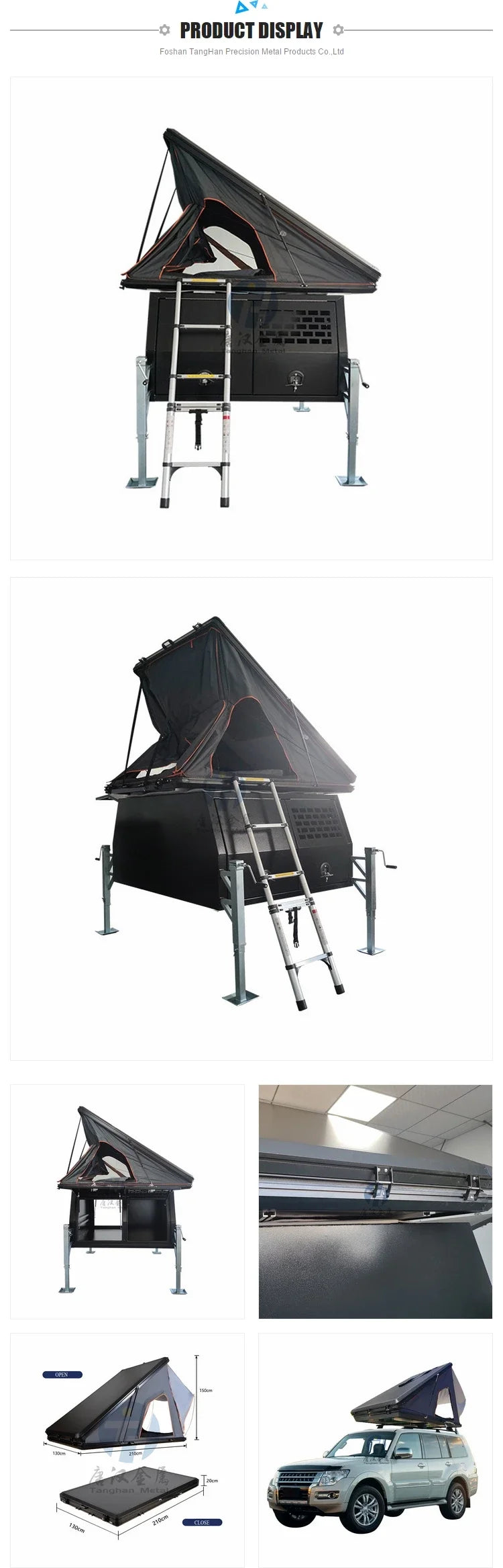 Triangle Aluminum Alloy Hard Shell Ute Tray And Canopy Triangle Roof Top Tent For Car And Pickup/truck Camping