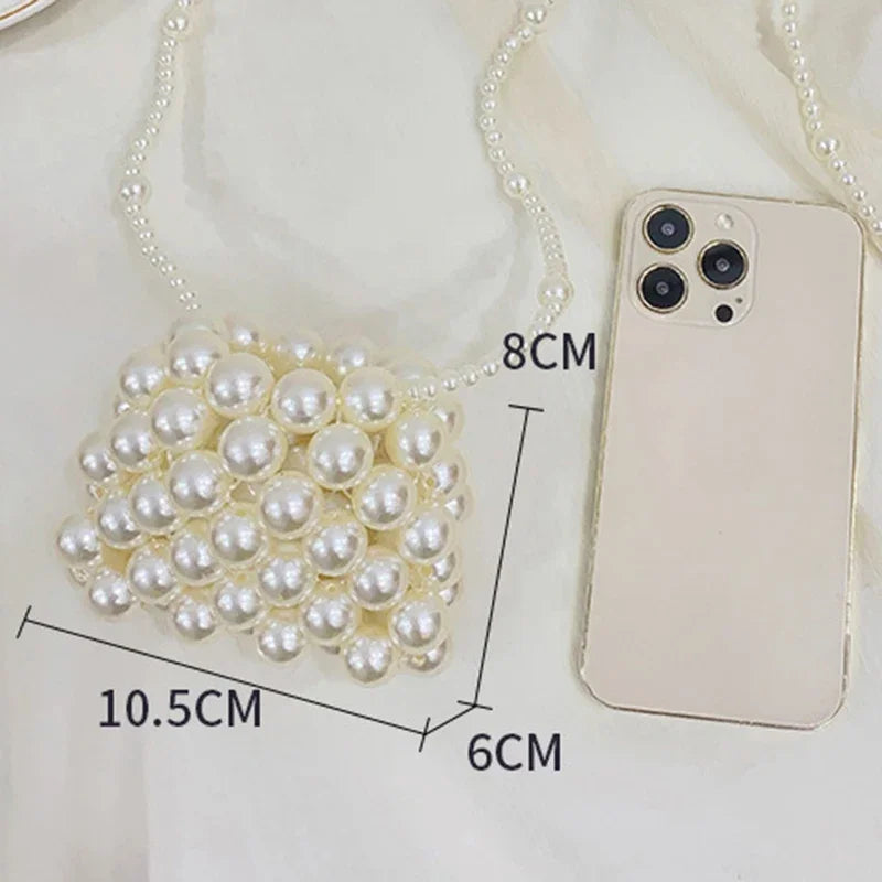 Fashion Handmade Pearl Coin Purse Children Crossbody Bag Girls Summer Party Shoulder Bags Kids Sweet Korean Mini Wallet Handbags