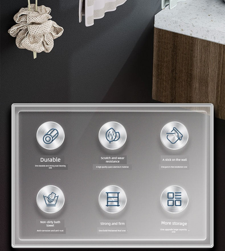 Wall-Mounted Alumimum Single Rod Toilet Towel Rack