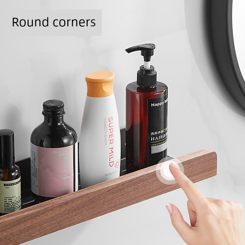 Punch-Free Kitchen Washstand Wall-Mounted Solid Wood Storage Rack