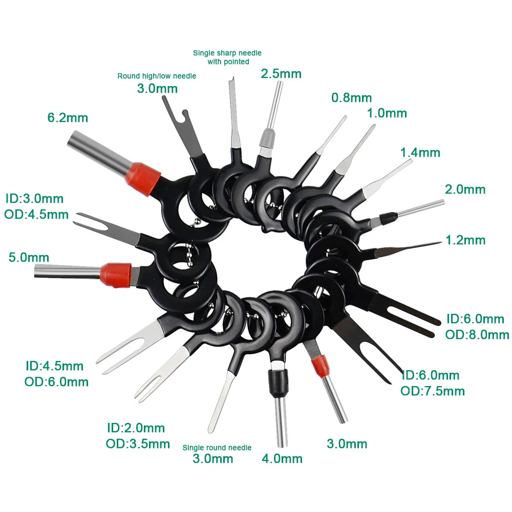 26/41pcs Car Terminal Ejector Kit Pin Removal Tool Set Automotive Electrical Stylus Wire Puller Tool Crimp Connector Extractor