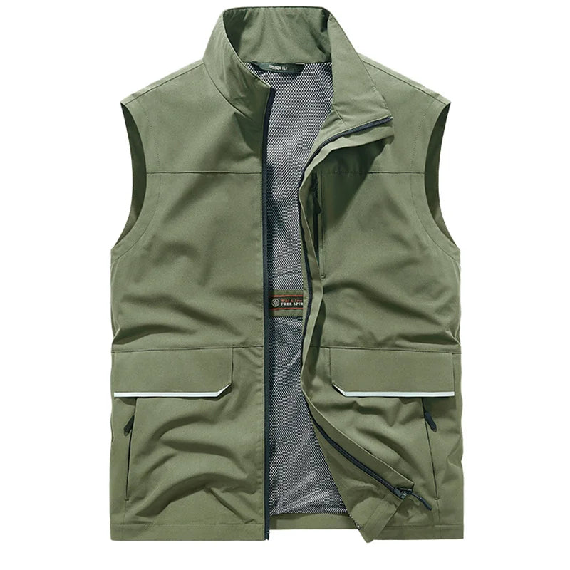 Top Quality Outdoor Professional Reflective Vests Men Summer Multi-pocket Zipper Light Casual Hiking Fishing Cycling Safety Vest