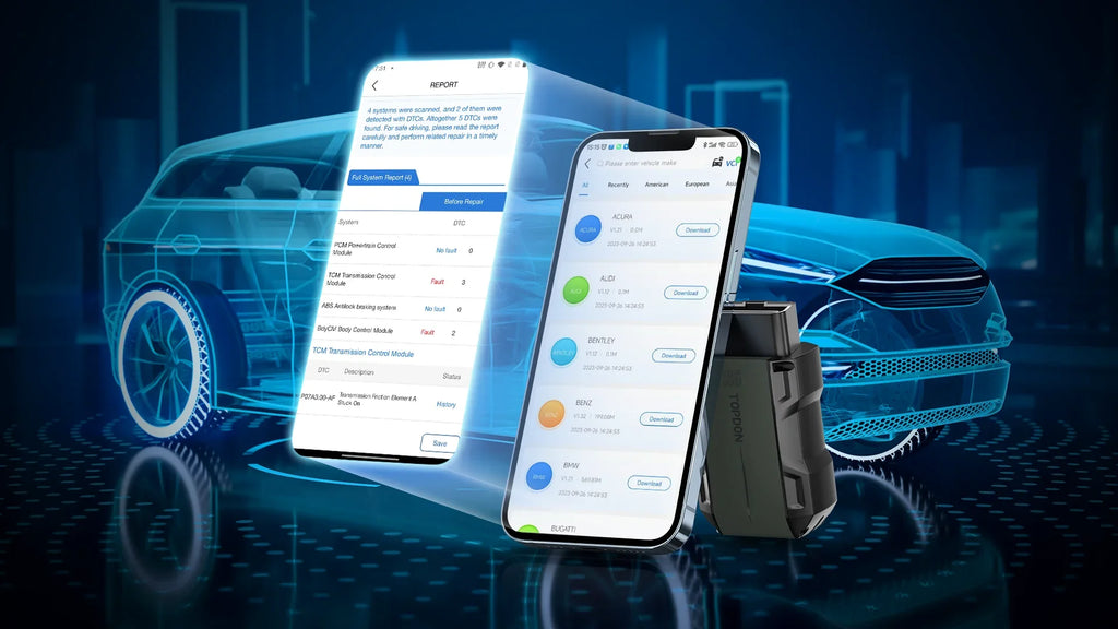 TOPDON Topscan Lite OBD2 Bluetooth Car Diagnostic Scanner Tool 28 Reset Functions Wireless Full System Code Reader Active Test