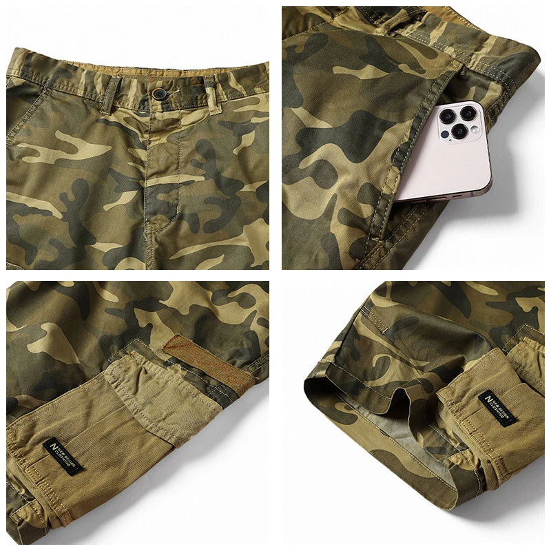 Men Summer New Camouflage Cargo Shorts 2024 Outdoor Hiking Jogging Short Pants Fashion Multiple Pockets Loose Casual Shorts Men