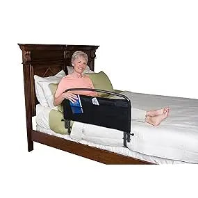 Stander 30" Safety Bed Rail with Padded Pouch, Folding Bedside Safety Guard Rail for Adults, Seniors, and Elderly, Under