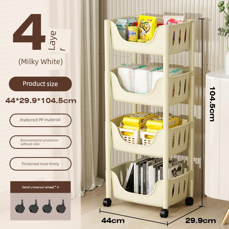 Multi-Layer Fruit and Vegetable Living Room and Bathroom Bookshelf Mobile Trolley