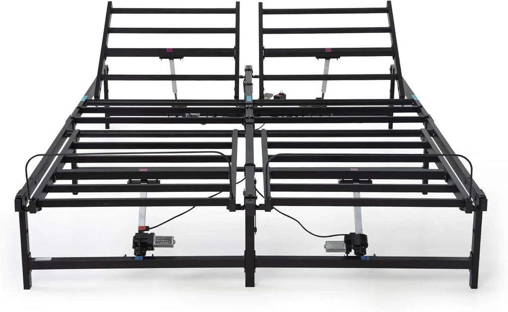 Adjustable Bed Base Frame, Queen Electric Hevy Duty Bed Frame with Wired Reomote for Independent Ergonomic Head and Foot Incline