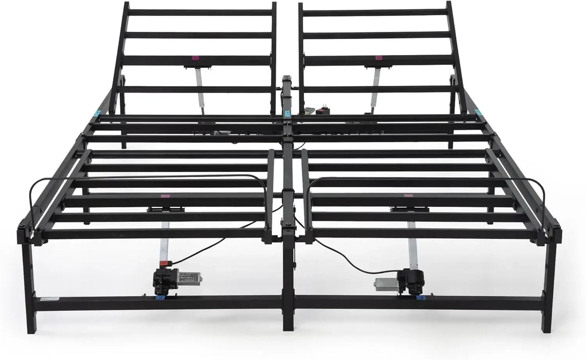 Adjustable Bed Base Frame, Queen Electric Hevy Duty Bed Frame with Wired Reomote for Independent Ergonomic Head and Foot Incline