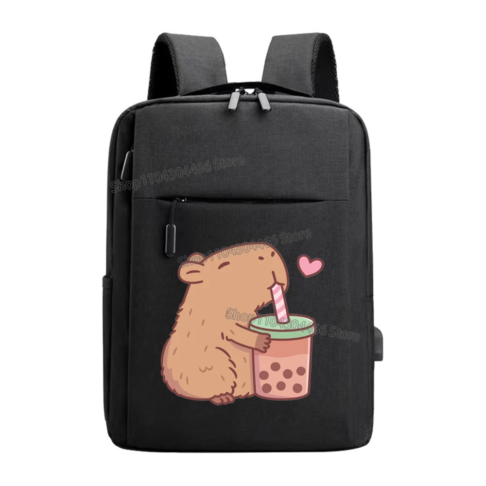 Capybara Laptop Backpack for Men,women Cute Animal Multi-functional Backpacks Fashion Anime Male Usb Charging Computer Bag Gift