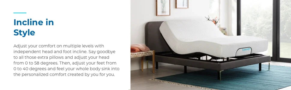 Adjustable Bed Frame - Independent Head and Foot Incline  Powerful Quiet Motor  Easy Tool Free Assembly  Lounging