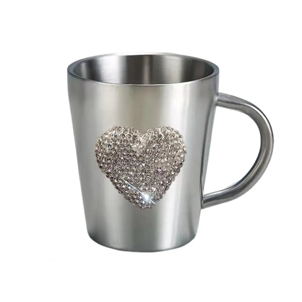Coffee Lover Gift Idea Drinkware Heart-shaped Stainless Steel Coffee Mug Elegant Faux Cup for Hot Beverages Gift for Coffee