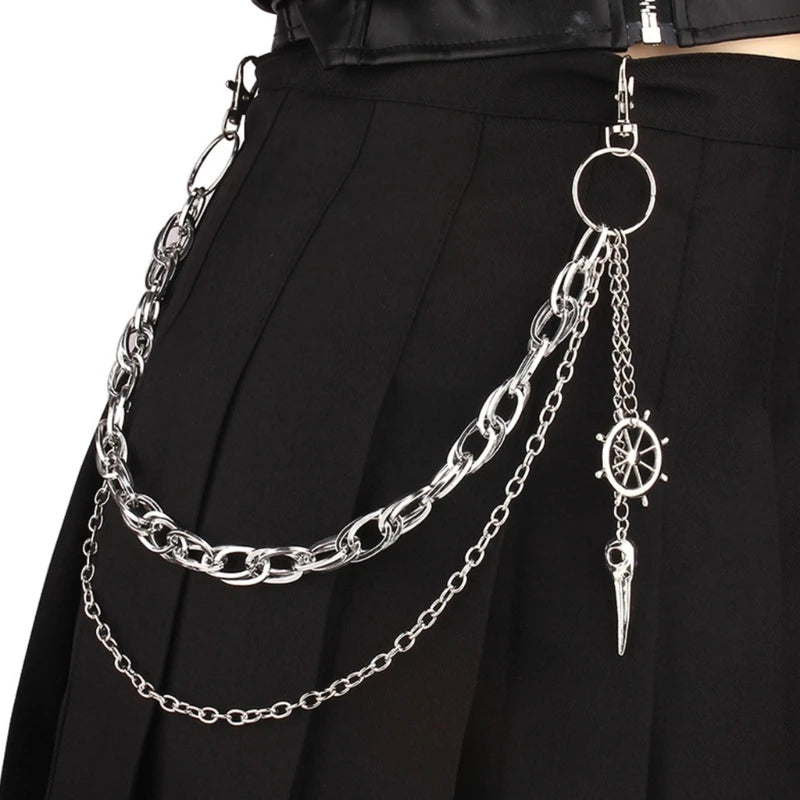 Harajuku Hip Hop Pants Chain Punk Jeans Chain Wallet Jewelry Unisex Trousers Ornament Aesthetic Halloween Chain for Daily Wear