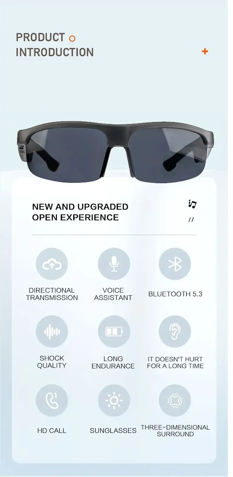 Smart Bluetooth Glasses 5.0 with Call and Music Waterproof Outdoor Cycling Sunglasses for Sports Running Hiking Men Women