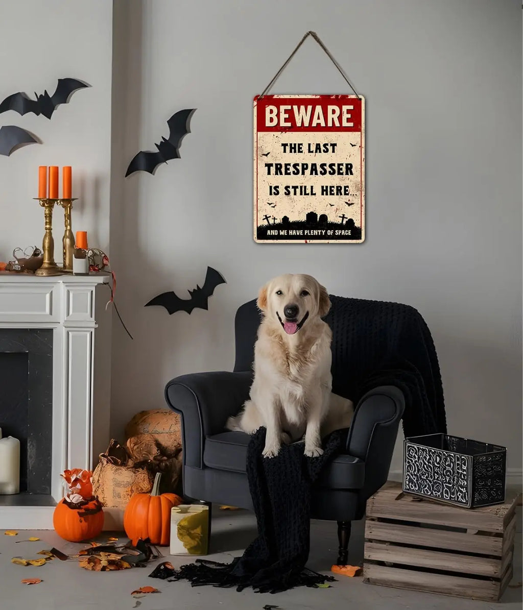 Iron Painting Interesting Art Halloween Decoration Sign No Entry into Outdoor Fences Cemetery