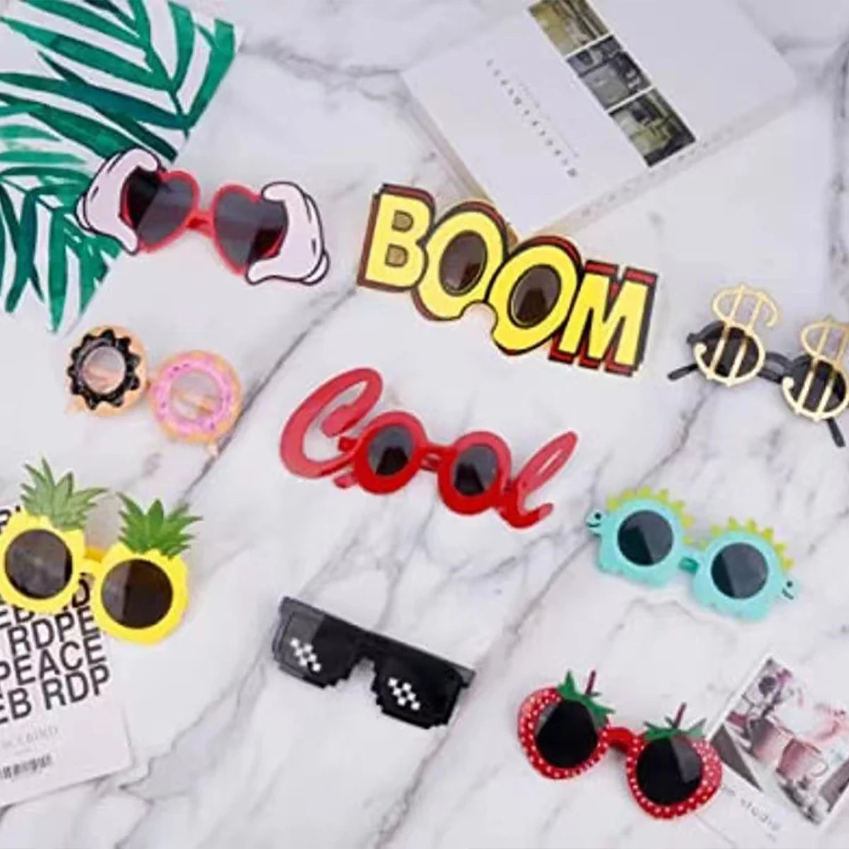 9 Pairs Funny Hawaiian Glasses,  Party Sunglasses Funny Novelty Giant Fancy Summer Kids Party Favors,Photo Booth Props Beach The