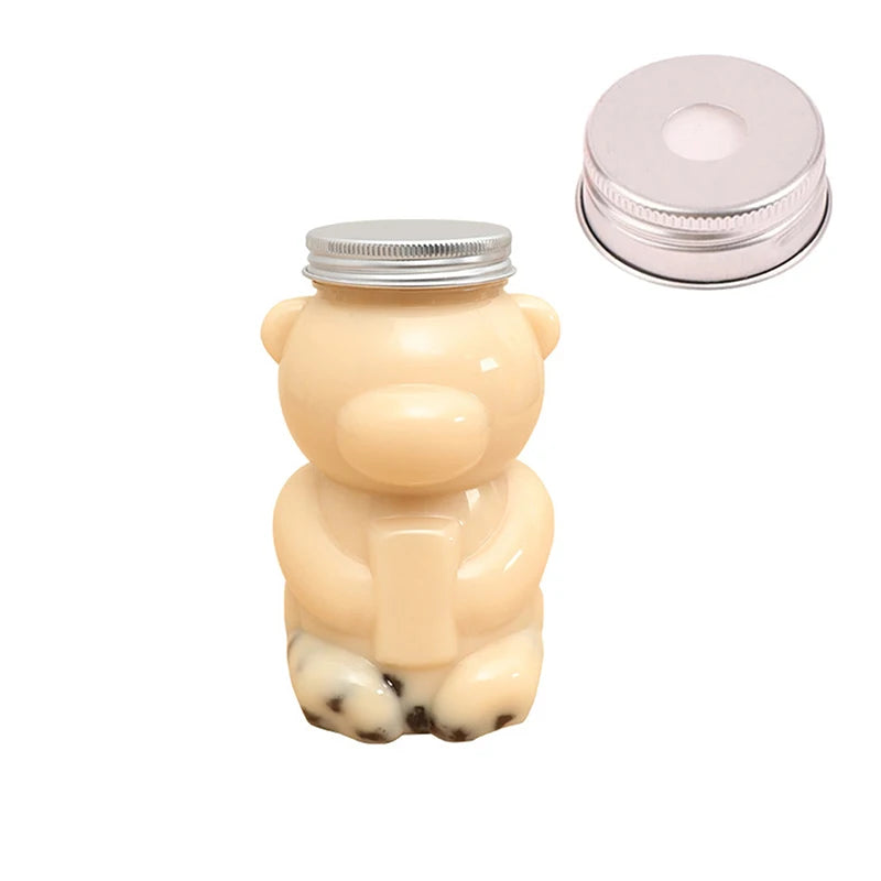 500ML Kawaii Bear Water Bottle For Milk Tea Coffee Juice Portable Drinking Cup Home Transparent Juicing Beverage Drink Bottles