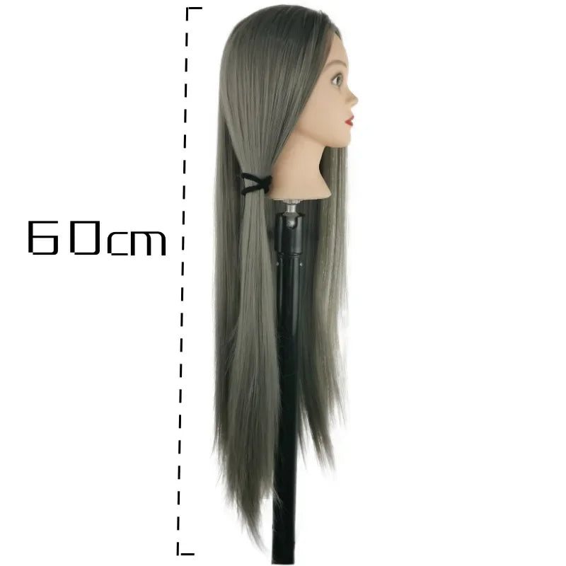 Long Hair Mannequin Head With Stand Hairdresser Practice Training Head Cosmetology Doll Hair braiding Practice Head for Salon
